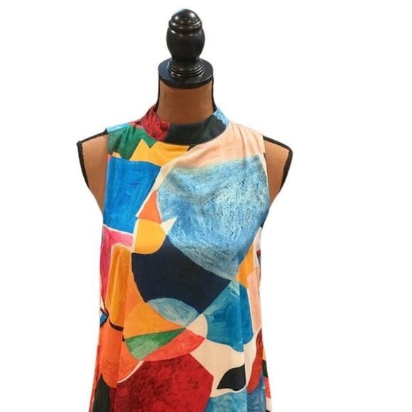 Nicole Miller Halter Neck Sleeveless Abstract Print Satin Maxi Dress – Small - Picture 2 of 9